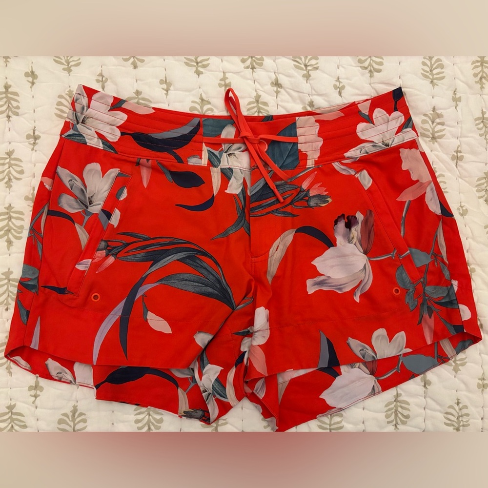 Athleta Floral Red Shorts